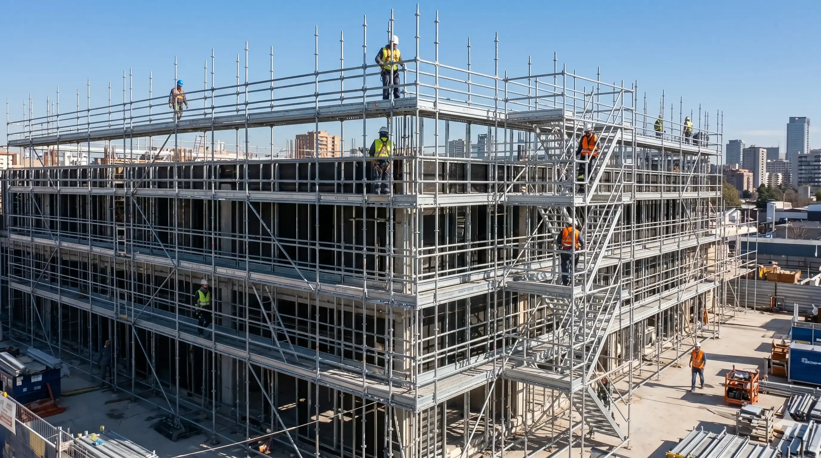 Patriot Scaffolding & Insulation crew installing commercial and industrial scaffolding and thermal pipe insulation on a jobsite in Tulsa, Oklahoma